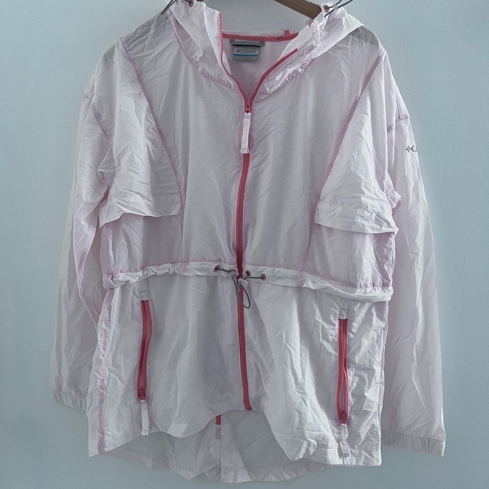 Columbia win breaker white and pink xl